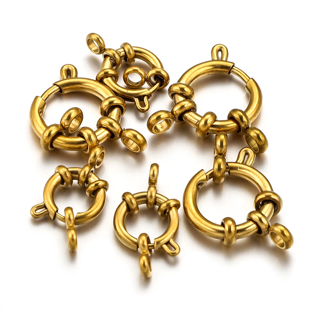 

4pcs Stainless Steel Gold Plated Round Spring Buckle Hook Bracelet Collarbone Necklace Connector DIY Jewelry Making Supplies