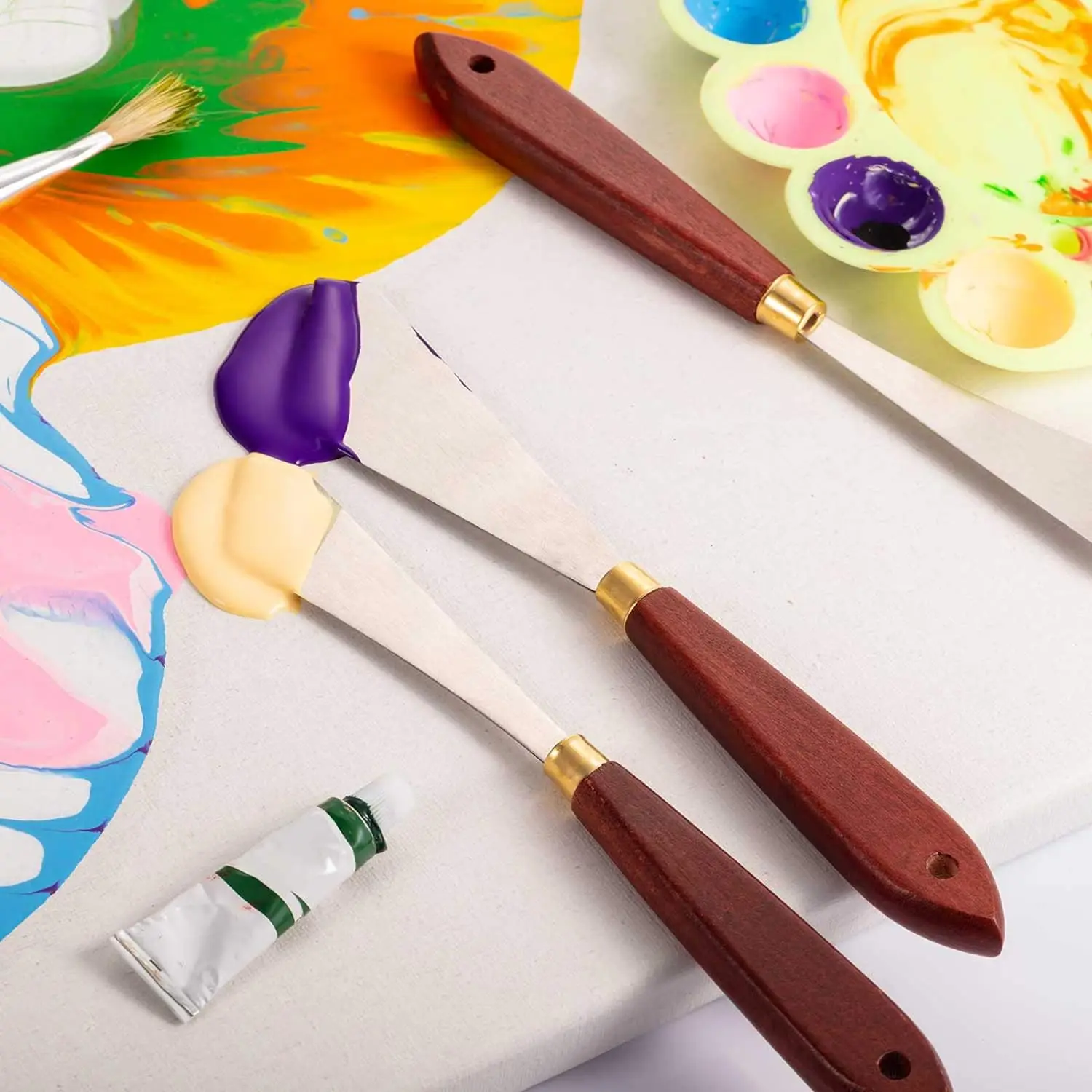 Painting Knife Set Painting Mixing Scraper Palette Knife Art Spatula 2/4pcs For oil painting knife oil painting scrapers