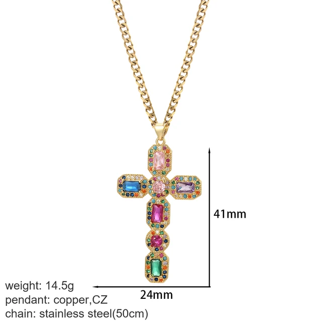 Cross Women's Pendant Collar Gold Color Our Lady Choker Jesus Necklace for Women Long Stainless Steel Chain Amulet Collars 2
