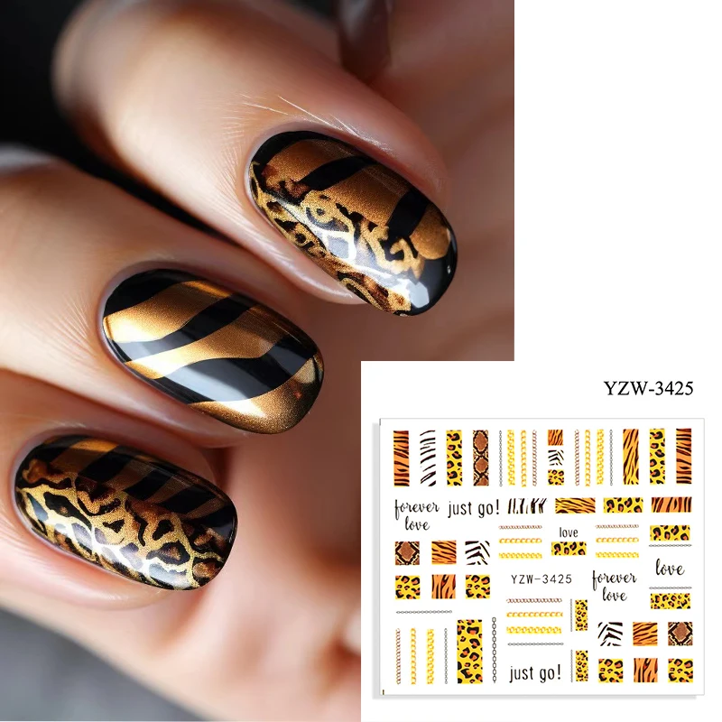 

Sexy Leopard Print Nail Water Sticker Charm Wild Animal Pattern Geometry New Year Manicure Accessories Tattoo