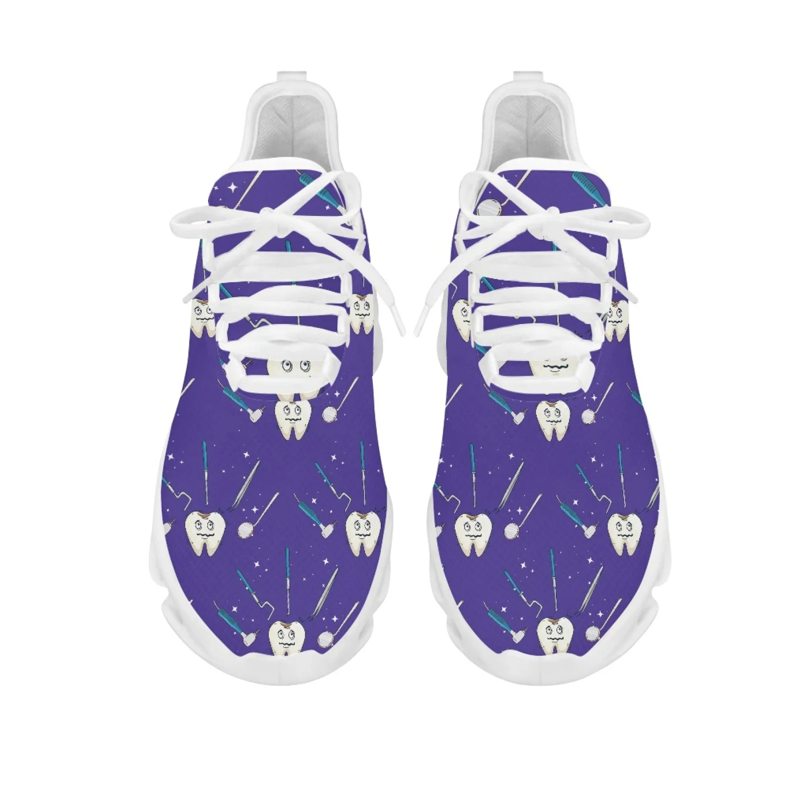 Belidome Women Sneakers Dentist Shoes Cute Cartoon Tooth Dental Design Lightweight Running Shoes Lace Up Flats Footwear Zapatos
