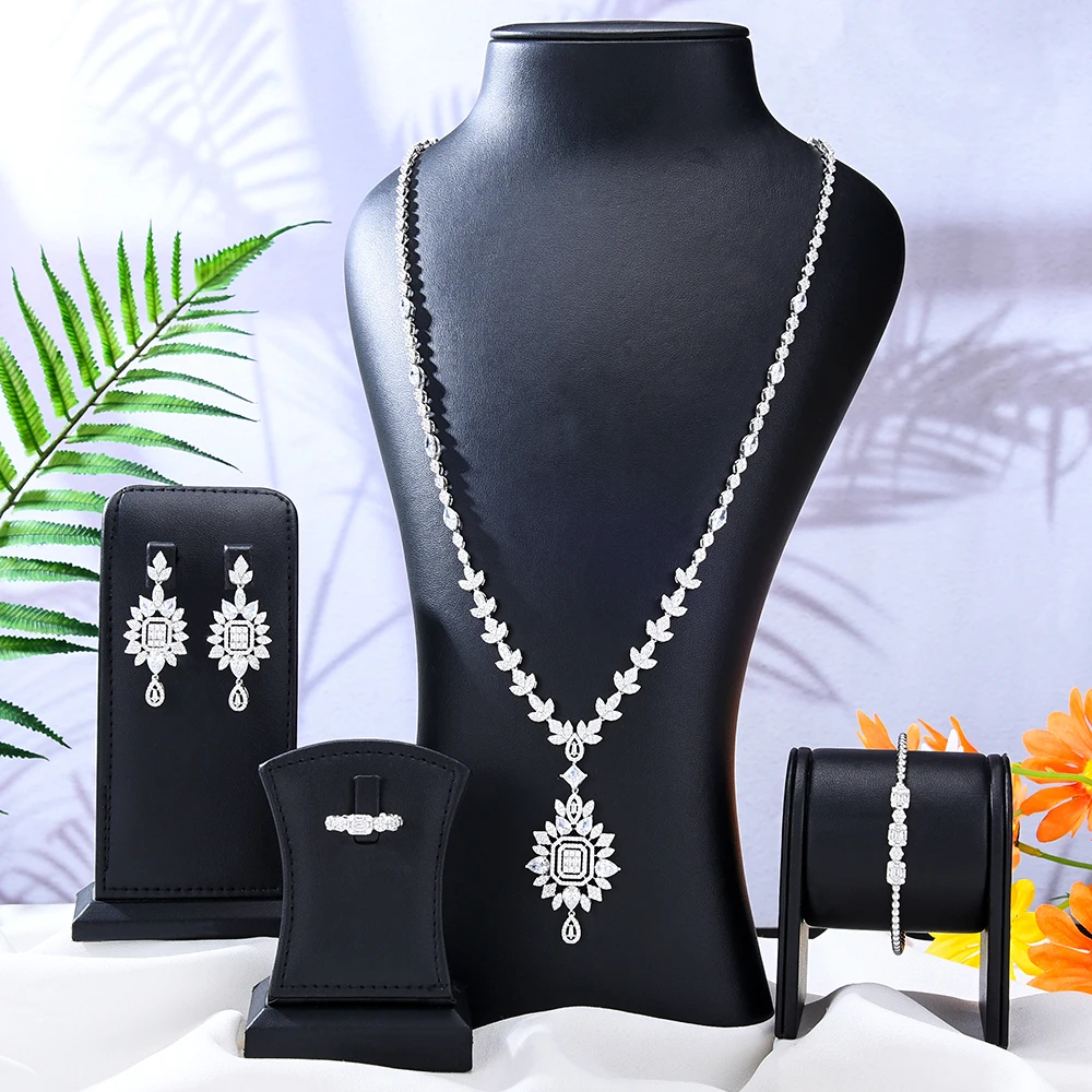 

GODKI Big Fashion Luxury Waterdrop Statement Jewelry Set For Women Wedding Party Full Zircon Dubai Bridal jewelry Set