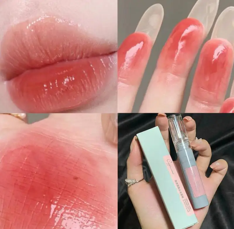 

Cherry Pink Lip Glaze Gray Tube Mirror Waterproof Sweatproof Long-lasting Light Lip Glaze Lip Gloss Lipstick Makeup Cosmetics