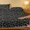 1 black background matte bed sheet with random patterns, bedroom printed bed cover, bedding (excluding pillowcases) 3