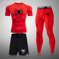 Men's Superhero Running Set Bodybuilding Sport T-Shirt Quick Dry Short Sleeve Compression Gym Suit Men Fitness Tight Rashgard 1