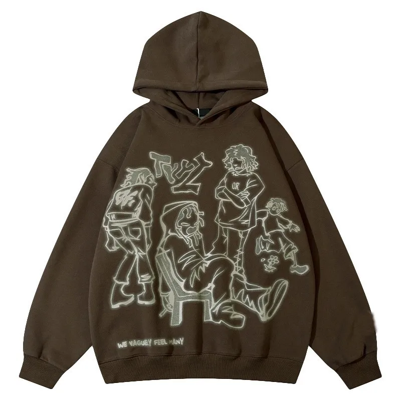 Y2k Pink Hoodie Women Funny Cartoon Graphic Sweatshirt Harajuku Pullover Hip Hop Hipster Autumn Grunge Streetwear Hooded Coat