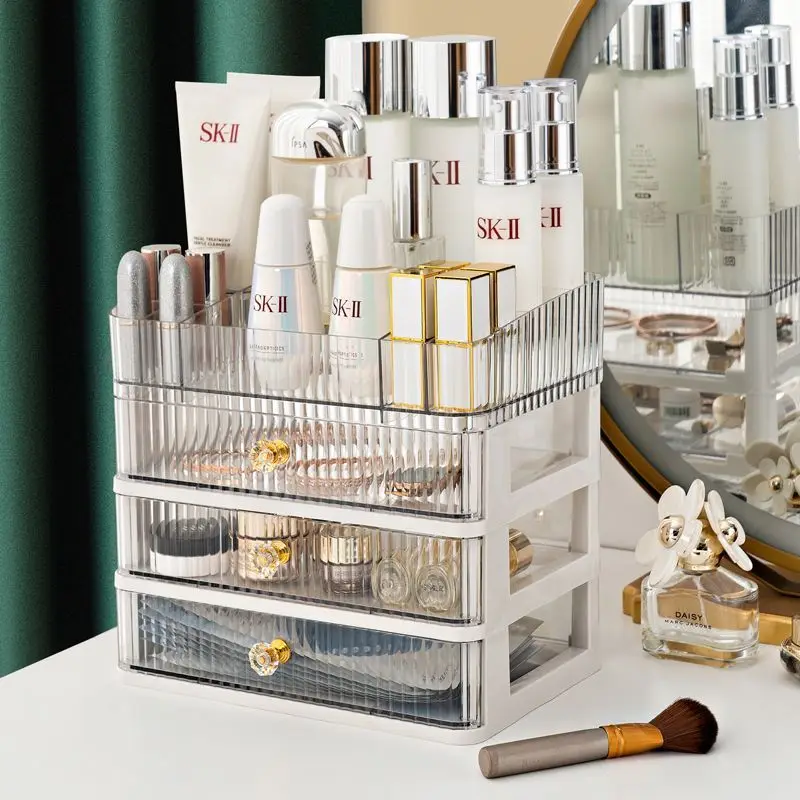 

Stacked Drawer Type Cosmetic Storage Box Dressing Table Desktop Skin Care Finishing Box Plastic Jewelry Lipstick Shelf