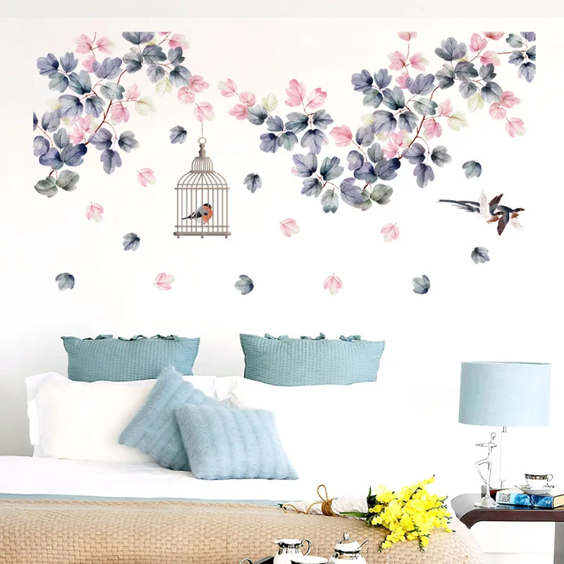Diseño de flores hogar dormitorio adhesivo de pared DIY Vinilo Decor Negro 