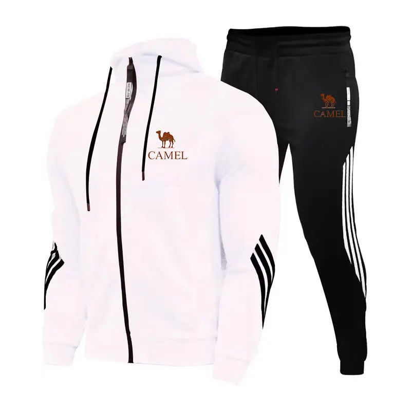 CAMEL Hot selling men's sportswear two-piece zippered jacket casual sports pants brand clothing men's jogging sportswear set