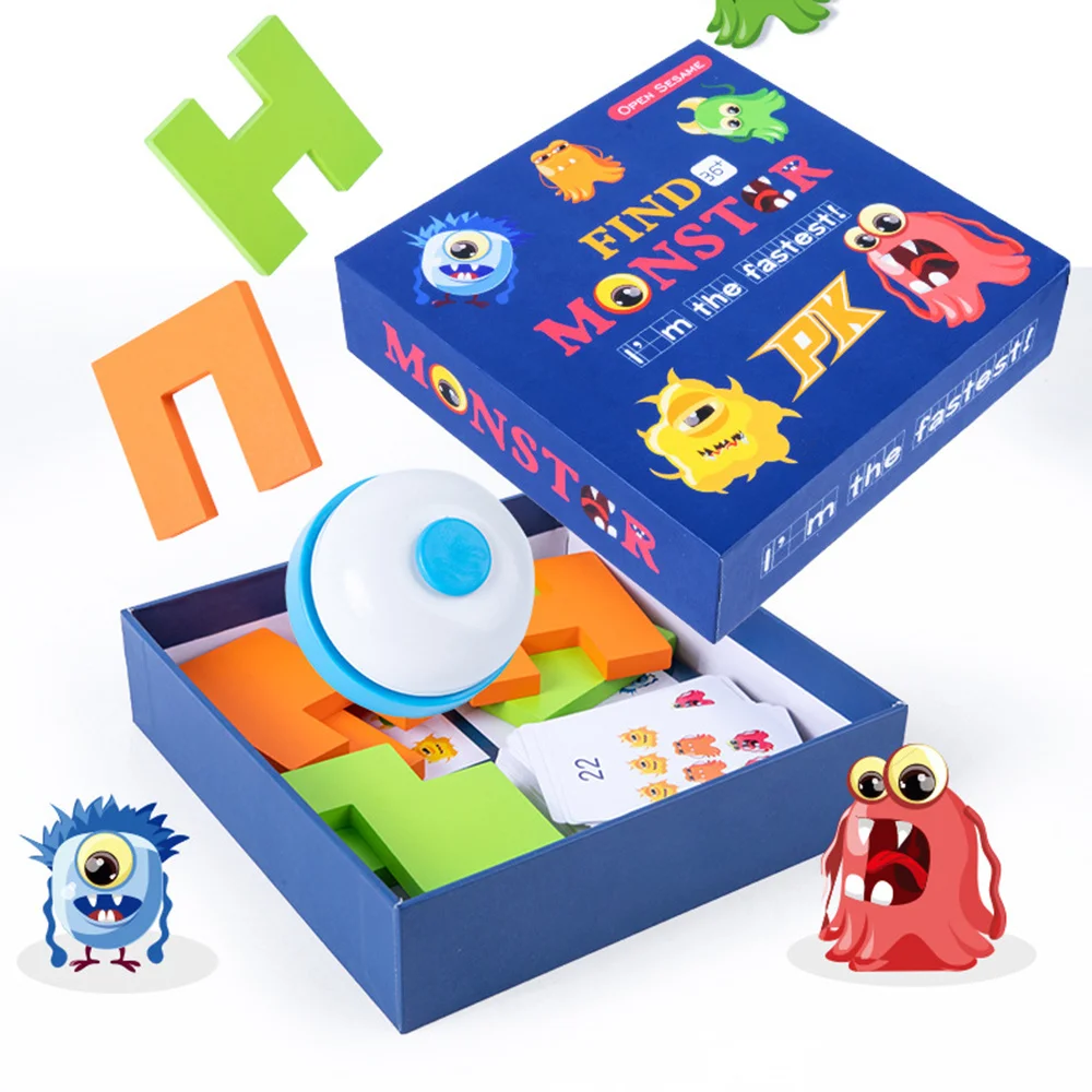 Wooden Board Game Battle Blocks Find Monsters Early Learning