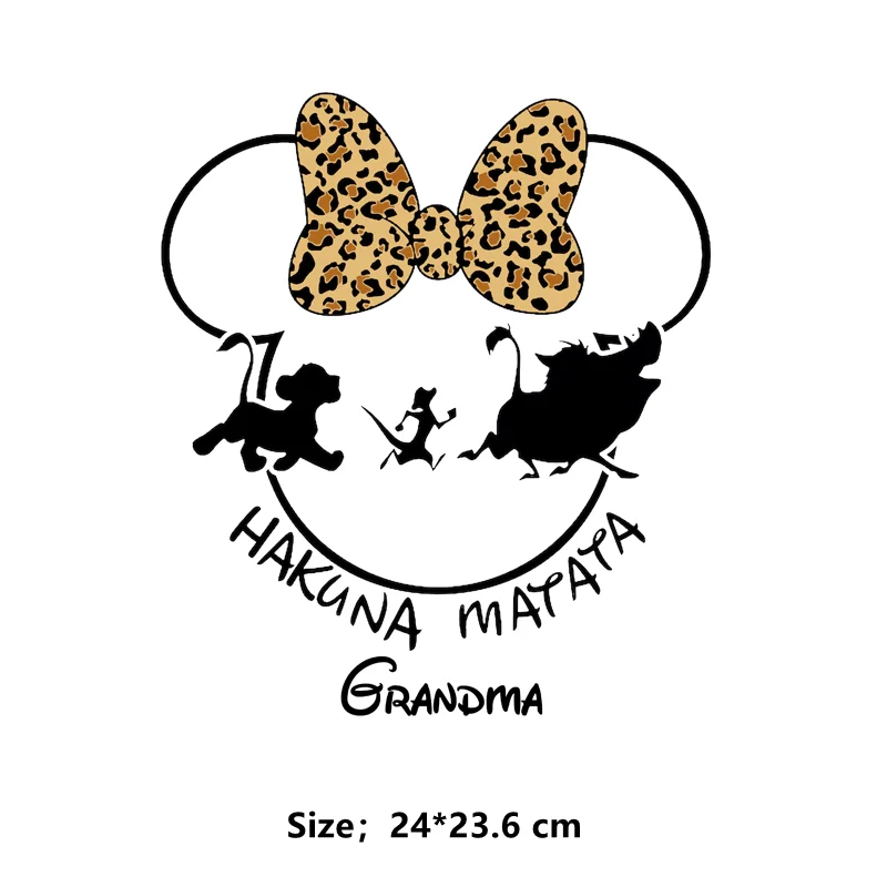 Disney family HAKUNA MATATA Patches for clothes Auntie/Uncle/Dad/Mom t-shirt print Ironing applications