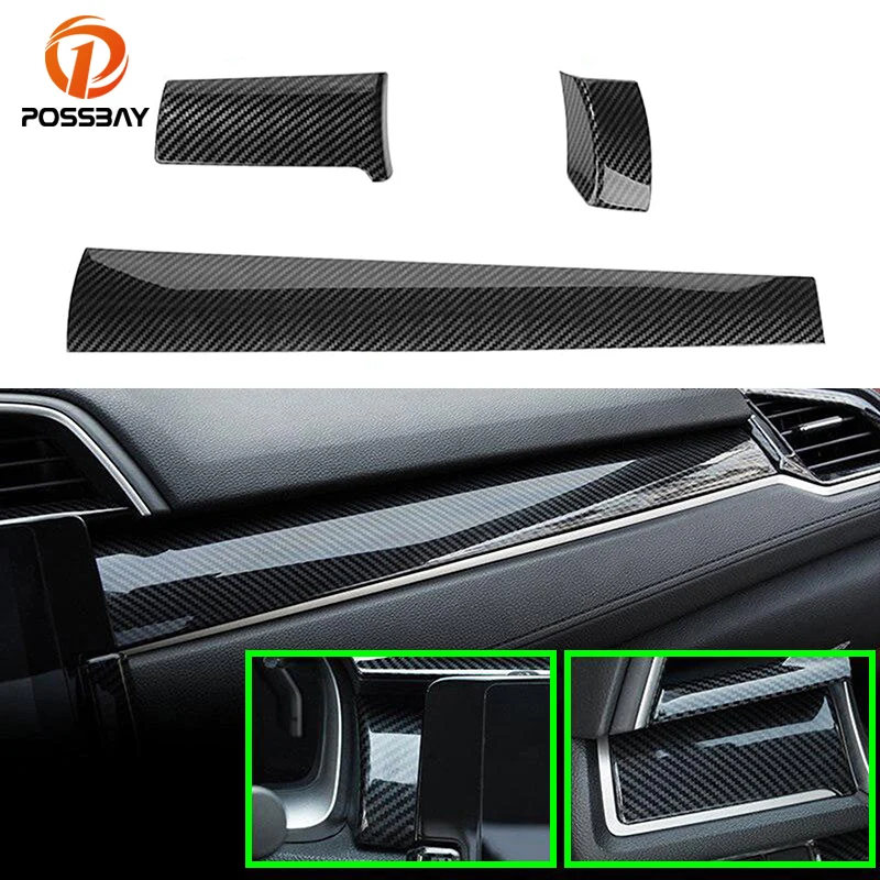 Red Glossy Center Console Dashboard Strip Cover Trim For Honda Civic 2016-2021 9 thumbnail image