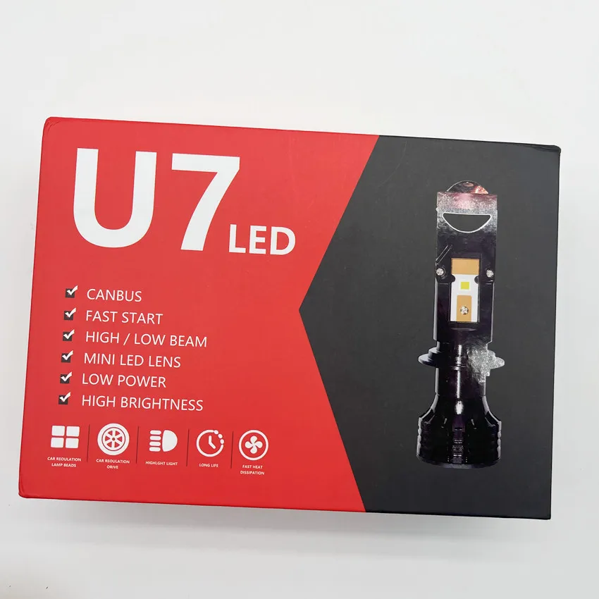Canbus LED 미니 프로젝터 램프, 오토바이 헤드라이트, 자동차 전구 변환 키트, 하이/로 빔, 100W, 30000LM, H4, 9003, H7, 3D 렌즈