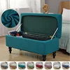 Polar Fleece Storage Stool Cover Stretch Piano Ottoman Footstool Covers Non-Slip Rectangle Bedroom Footrest Slipcover Home Decor 1