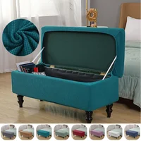 Polar Fleece Storage Stool Cover Stretch Piano Ottoman Footstool Covers Non-Slip Rectangle Bedroom Footrest Slipcover Home Decor 1