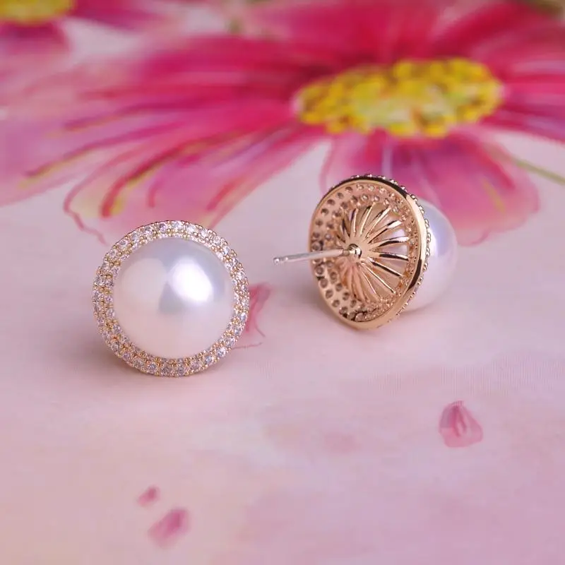 

White Jewelry Copper Women Stud Earrings For Wedding Engagement