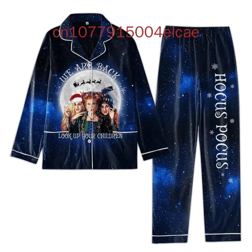 2024 New Disney Halloween Hocus Pocus  Pajama Set Casual Men's and Women's Long Sleeve Shirt Pajama Set 3
