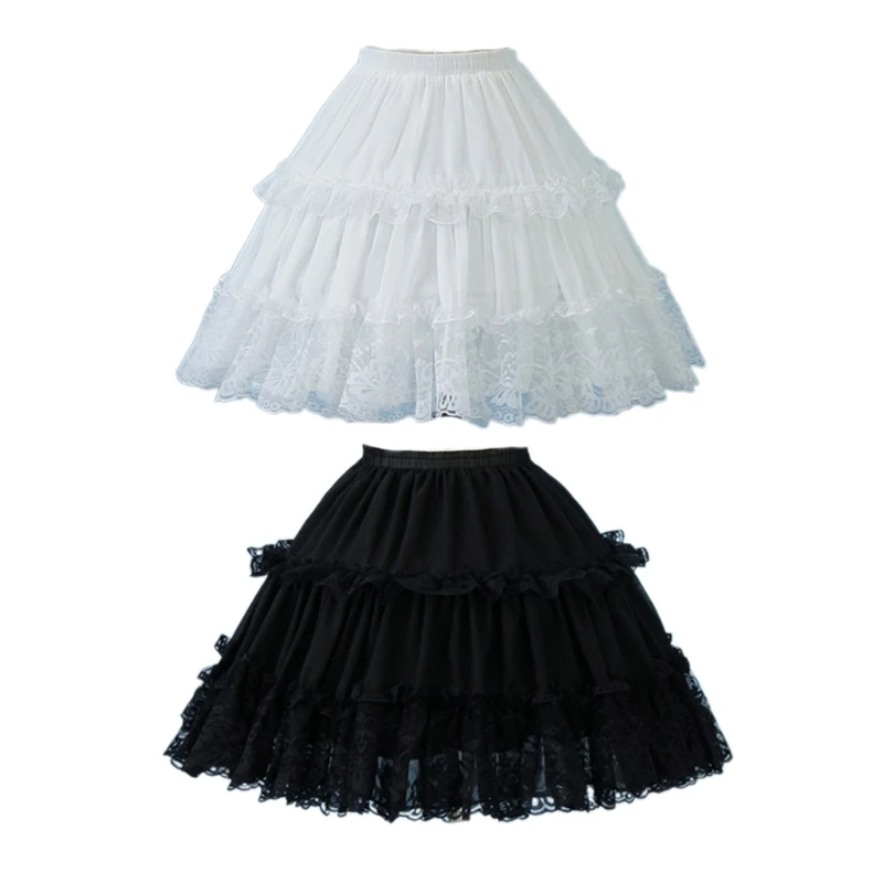 

Womens 1950s Petticoat Crinoline 2 Hoop Ruffle Lace Short Half Slip Underskirt N7YE