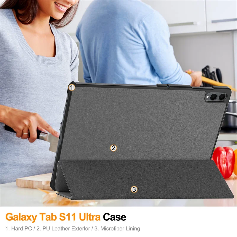 Galaxy Tab S11 Ultra 14.6 Smart Triple-Fold Stand Hard Case