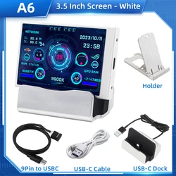 Compact 3.5 IPS USB Display for Real-Time CPU/GPU Monitoring (A6 White)