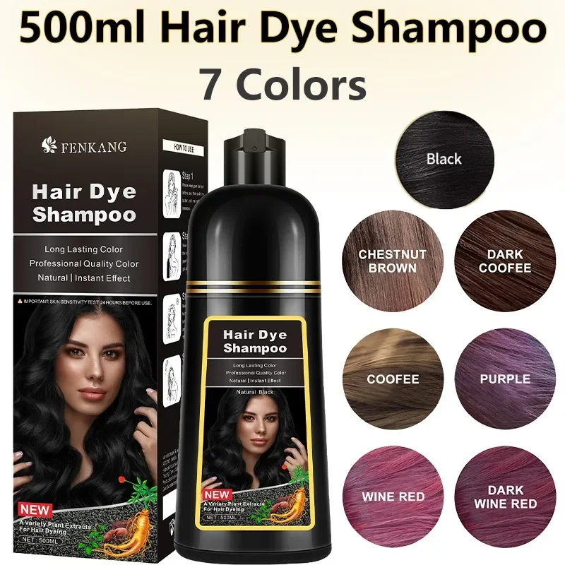FENKANG 100ml/500ml 3in1 Hair Dye Shampoo Natural Black Hair Dye Covering White 7 Color Herbal Components for Women Men natural disasters as interactive components of global ecodynamics