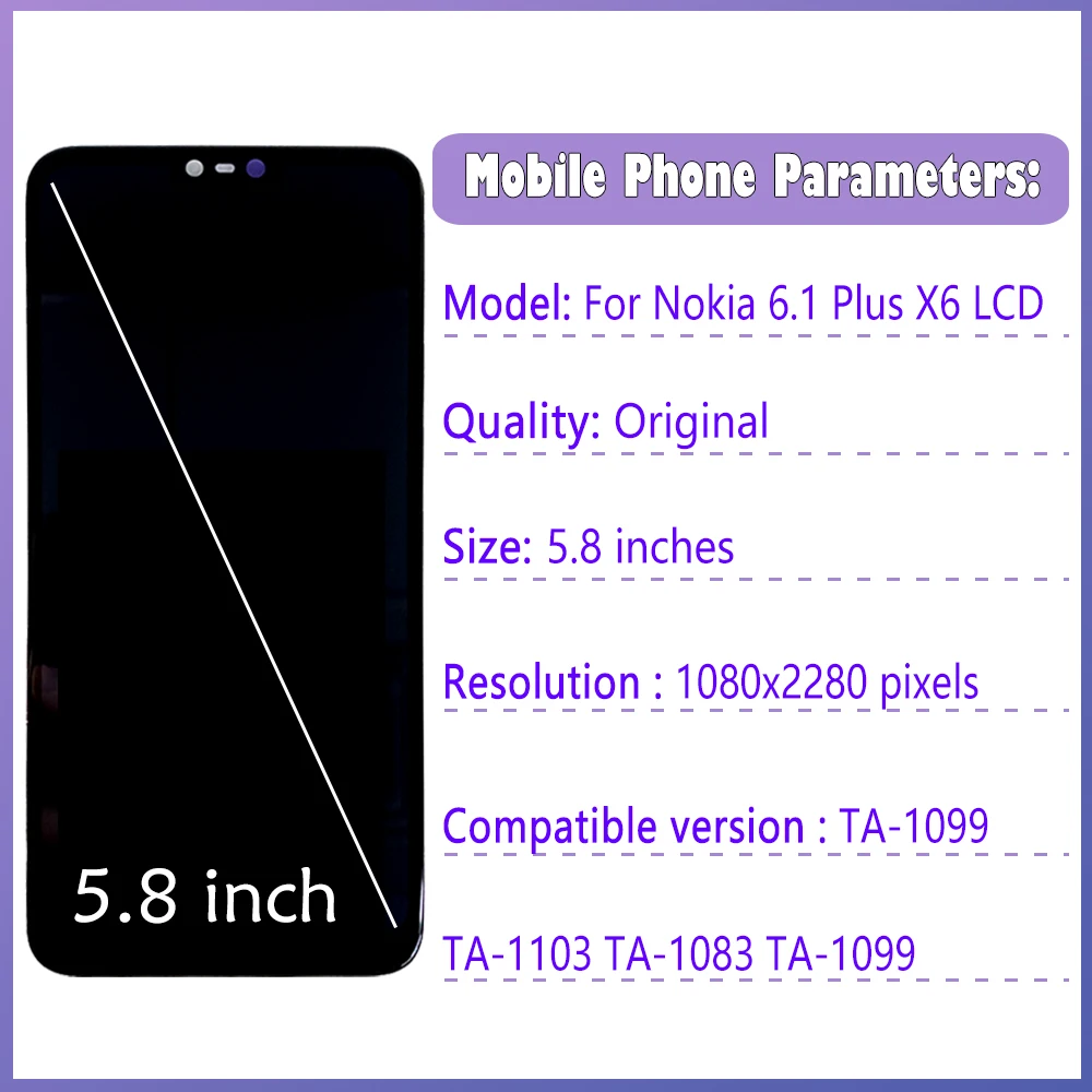 Ű 6.1 ÷  LCD ÷ ġ ũ Ÿ  ü, Ű X6  TA-1099 TA-1103