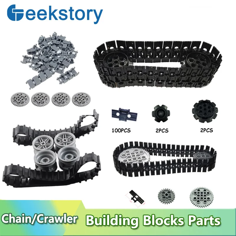 Chain Track Wheel Kit Technical Tracks Blocks Parts Wheels Pack Gears Tank Chain Crawler For 3711 3873 57518 88323 15379 14696