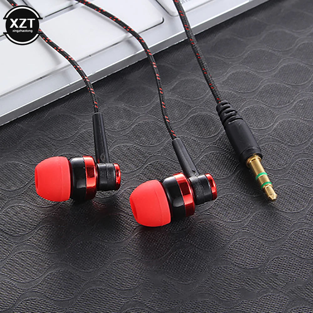 Stereo Wired In-Ear Earphones with Nylon Weave Cable and Built-In Mic