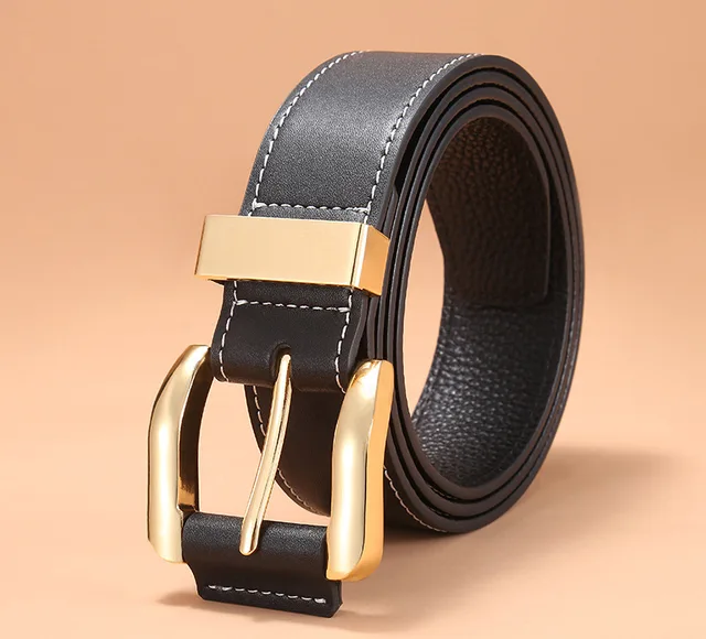 New Belt Men's Leather Simple Casual Buckle Belt Top Leather Youth