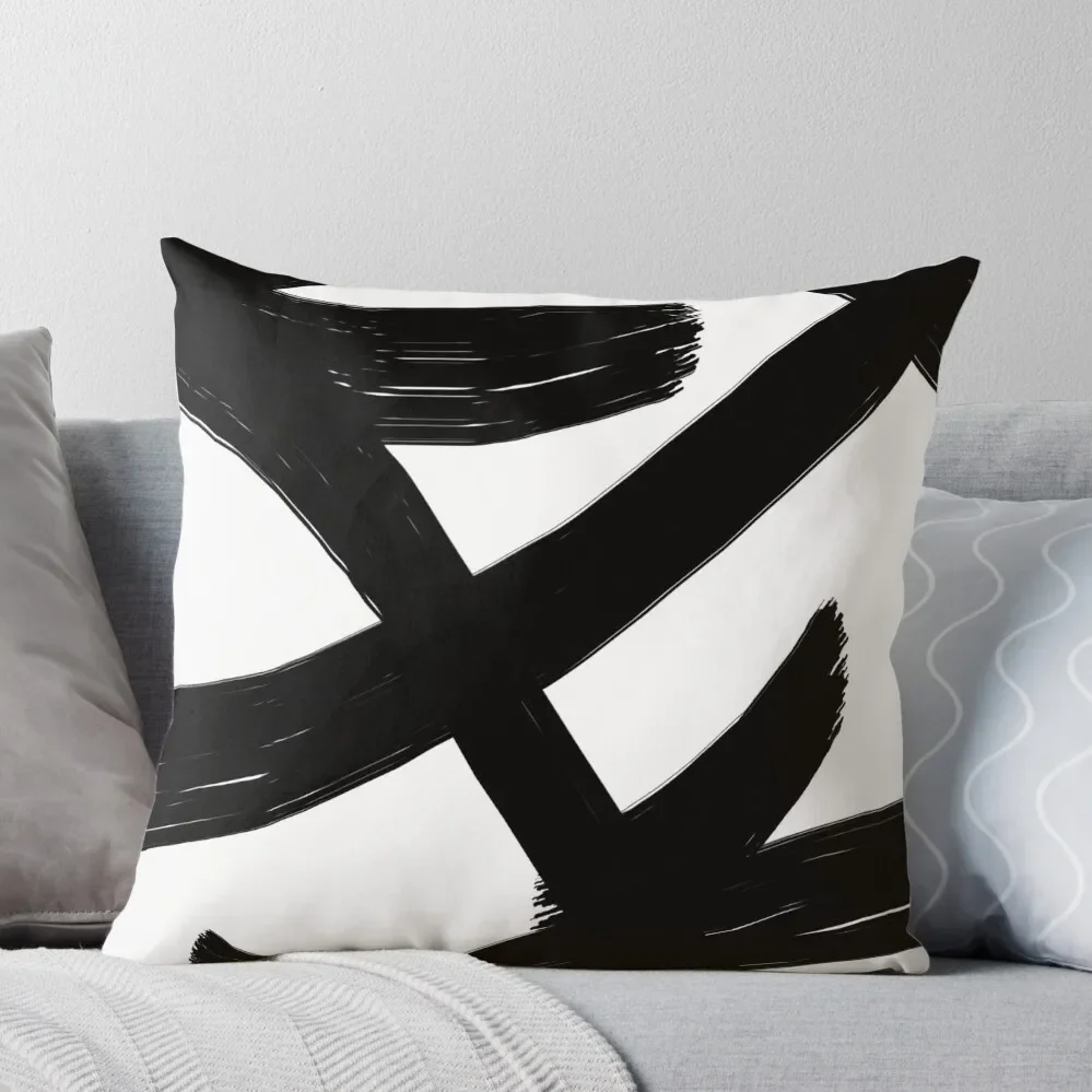 

Black & White Brush Strokes Throw Pillow christmas supplies Custom Cushion