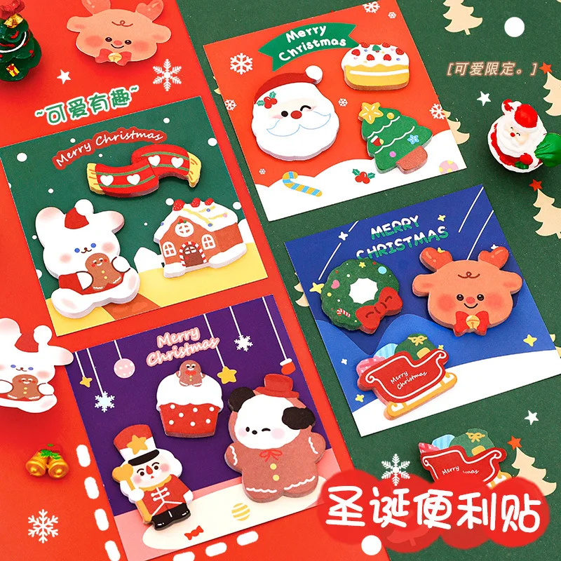 Christmas Kawaii Sticky Notes Cute Memo Pad Message Stickers Stationery Supplies Office Accessories Stationery Gift