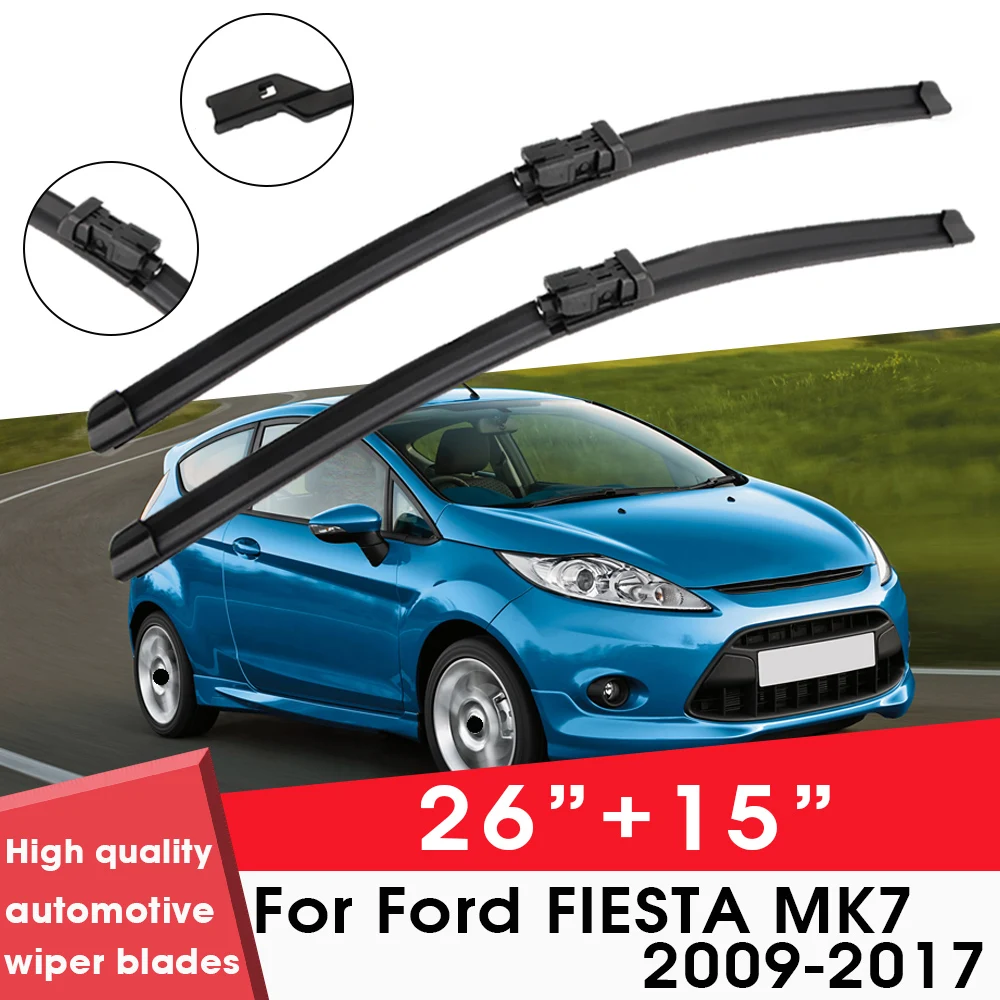 

Car Wiper Blade Blades For Ford FIESTA MK7 2009-2017 26"+15" Windshield Windscreen Clean Rubber Silicon Cars Wipers Accessories