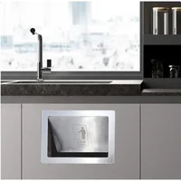 1Piece 304 Stainless Steel Rectanglar Side Mount Trash Chute With Hinged Inward Flip Panel Lid for Kitchen Bath Commerical 1