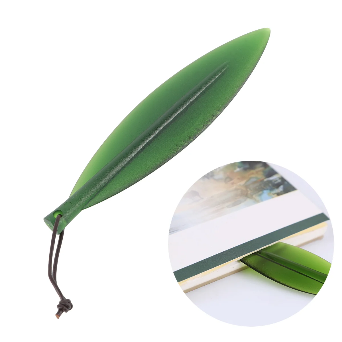 

European Style Vintage Salix Leaf Letter Opener Watercolor Practical Plastic Paper (Green)