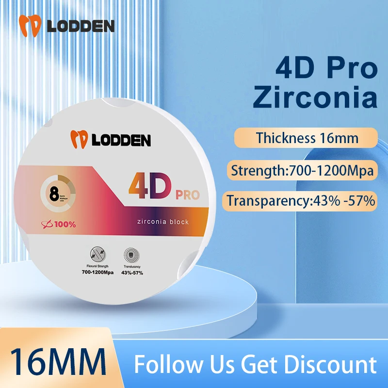 

16MM 4D PRO Dental Zirconia Block Multilayer Zirconia Disc Dental Lab Material Vita 16 Colors for CAD CAM 98mm Open System