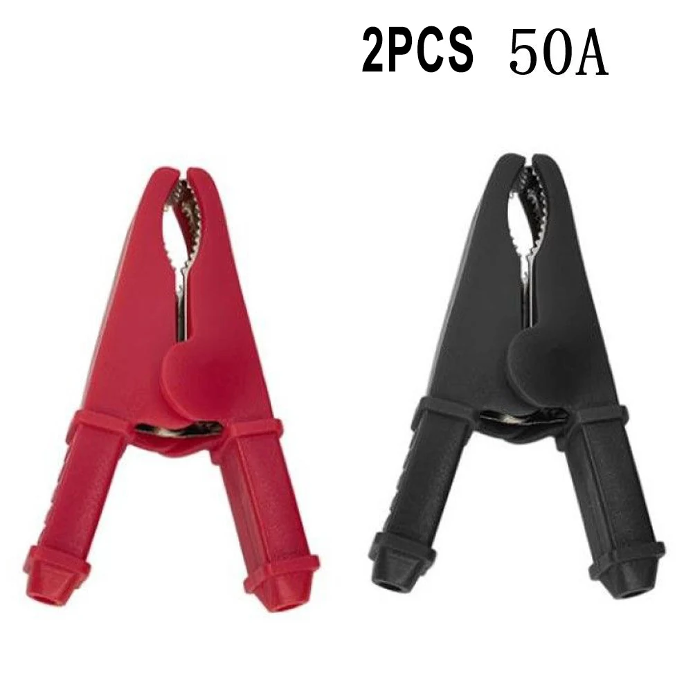 50A 1000V Crocodile Clips Insulated Car Battery Test Lead Clips 75mm Electrical Equipment General Testing 2pcs