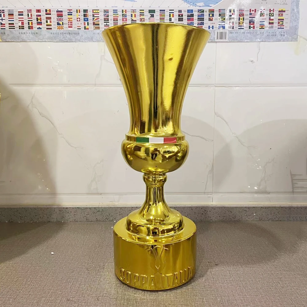 Fubosi Trophy Champion Artwork Sport League Cup Replica Resins Football  Fans Souvenir Collectibles Office Decorations Trophy Silver/Blue Ribbon,15cm