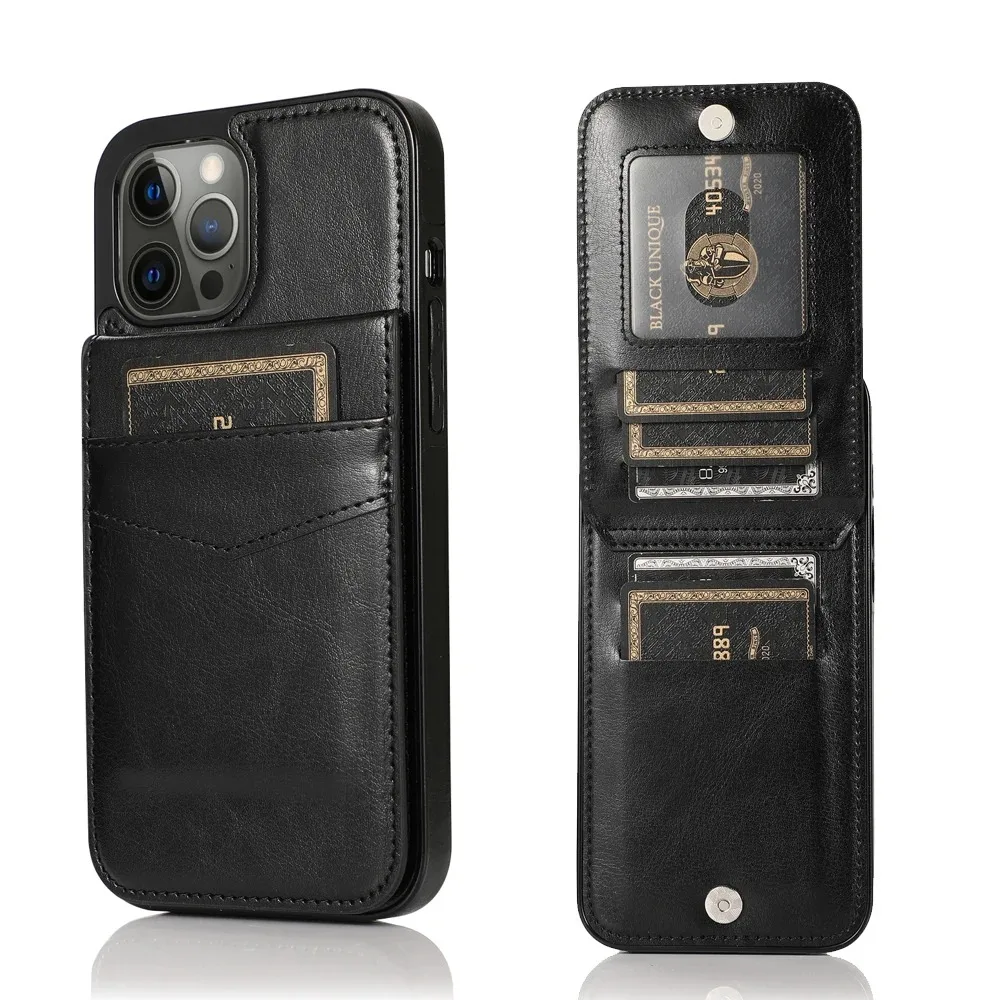 Luxury Leather Customizable Phone Case for Iphone 14 15 13 12 11 Pro Max Can Flip Up and Down Card Slot Design Anti-theft Brush