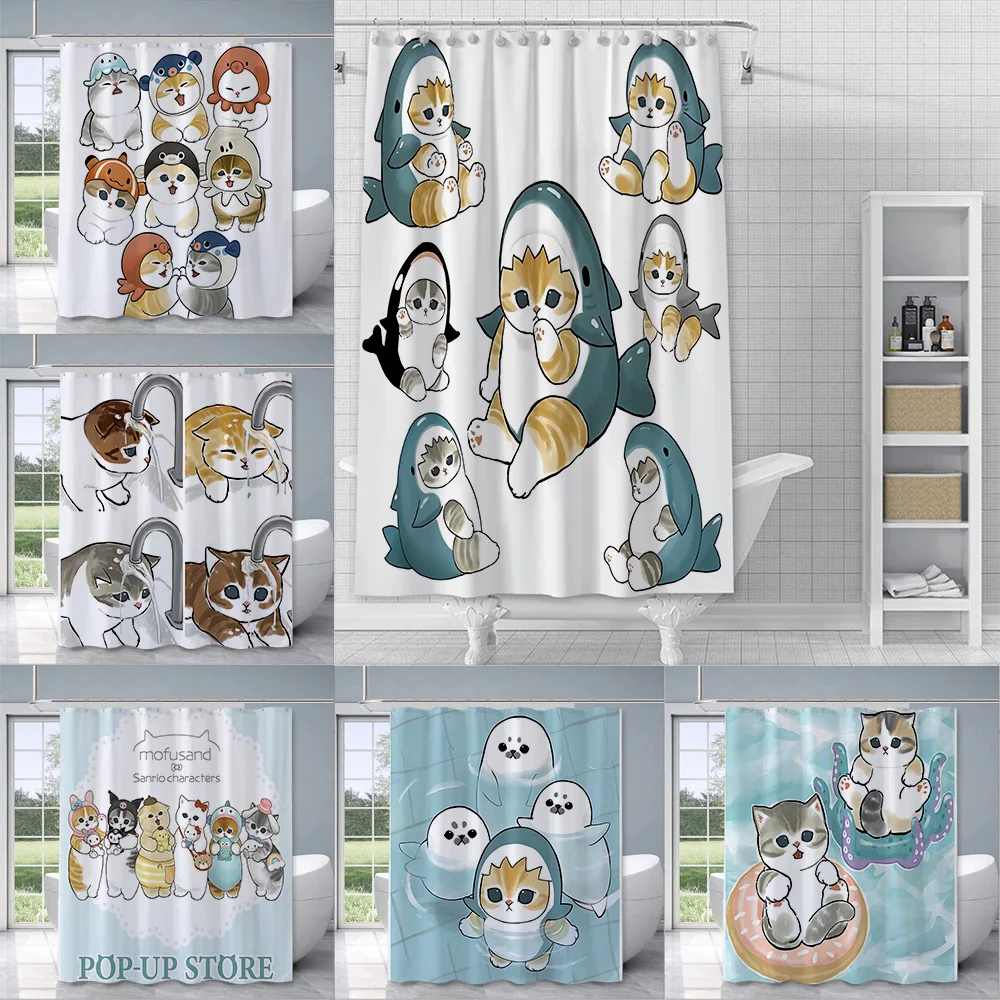 Shower Cute Cat Mofusands Curtain Waterproof Polyester Fabric Paint Colorful Bath Curtains Home Bathroom Decor Curtain With Hook Shower Cute Cat Mofusands Curtain Waterproof Polyester Fabric Paint Colorful Bath Curtains Home Bathroom Decor Curtain With Hook