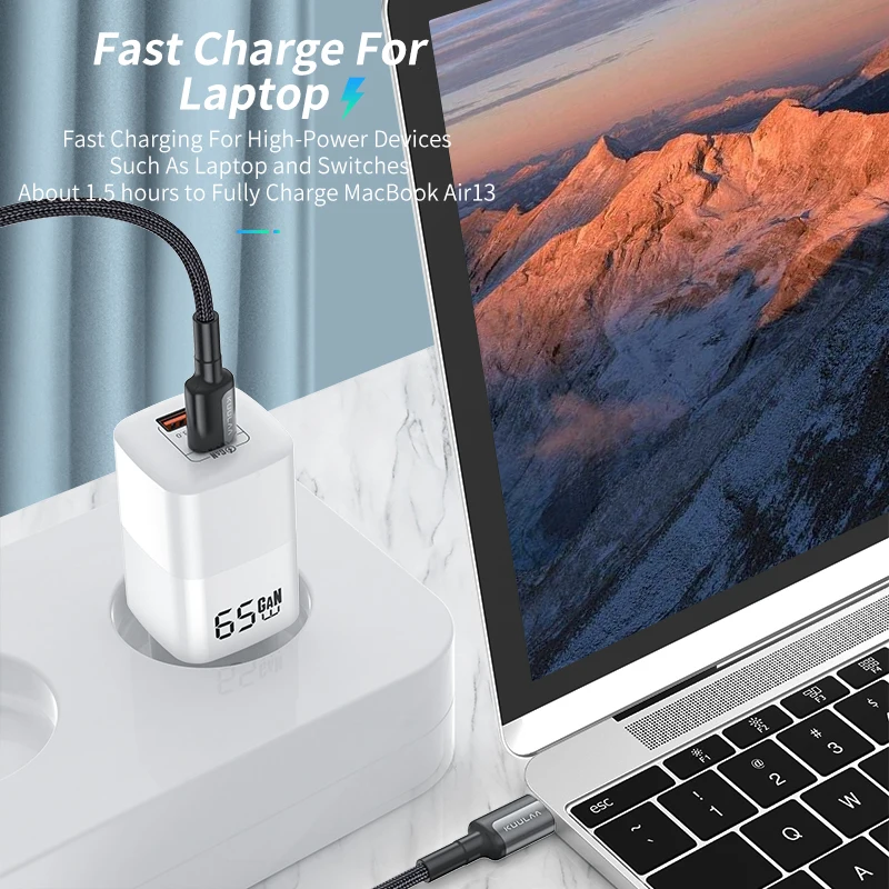KUULAA 65W GaN Charger Quick Charge Type C PD USB Charger