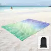 Sand Proof Beach Blanket Sand Proof Mat with Corner Pockets and Mesh Bag for Beach Party,Travel,Camping,Blue and Pink Mandala 3
