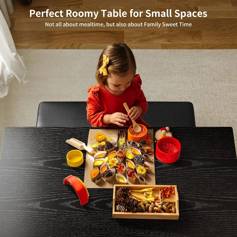 5 Piece Dining Table Set for 4, Modern Metal & Wood Kitchen Dinner Table with Chairs, Space-Saving, Perfect  Apartments 5
