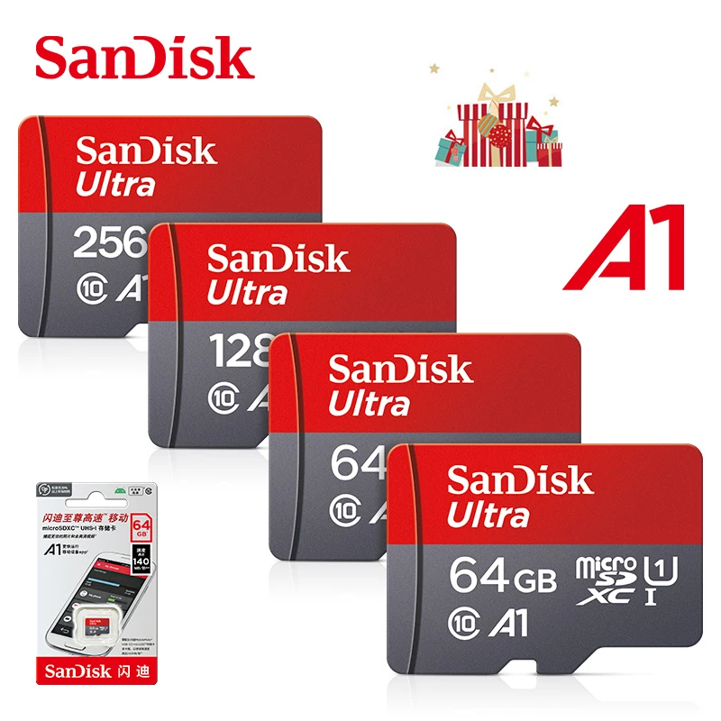 100% SanDisk 마이크로 tf SD 카드 클래스 10 TF 카드 32GB 64GB 128GB 256GB 메모리 카드 (휴대폰, 태블릿용 플래시 카드)