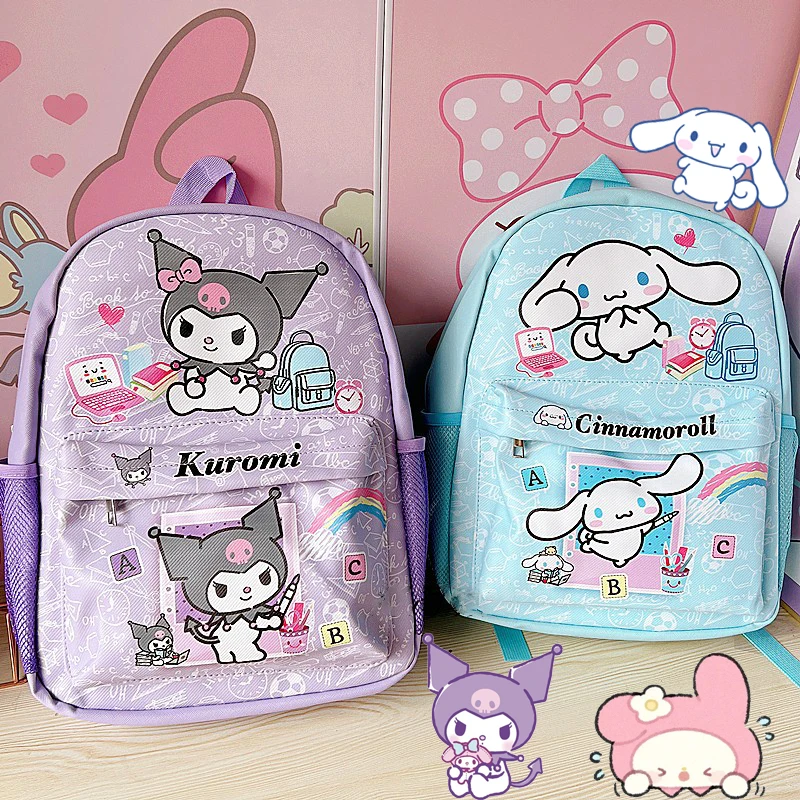 

Sanrios Kuromi Cinnamoroll Mymelody KT Cartoon PU Kids Backpack kawaii Anime Waterproof Wear-resistant Bookbag Travel Racksack