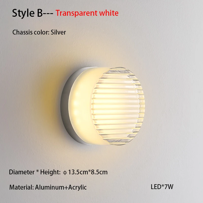 Nordic Simple Acrylic Wall Light Bedroom Bed Wall Light Atmosphere Light Corridor Balcony Ceiling Light Waterproof Wall Light