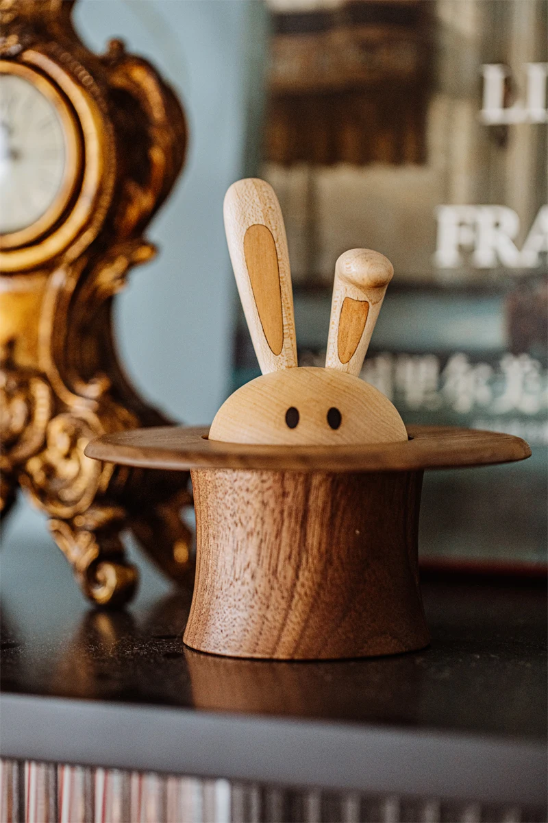 Rabbit Music Box Wooden Home Decoration Handmade Wood Cute Lovely Creative Interesting Children Birthday Gift for Girl Friend 6