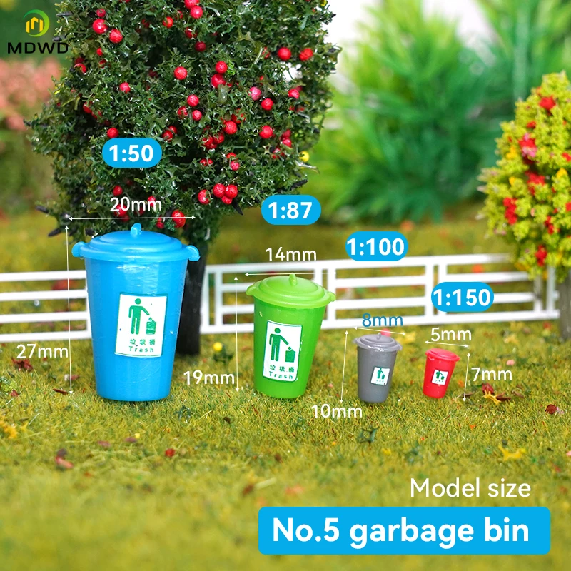 2pcs/Set Dollhouse Miniature Mini Garbage Trash Can Rubbish Bin Toy HO Scale Model Figure Model Train Landscape Diy Accessories 4