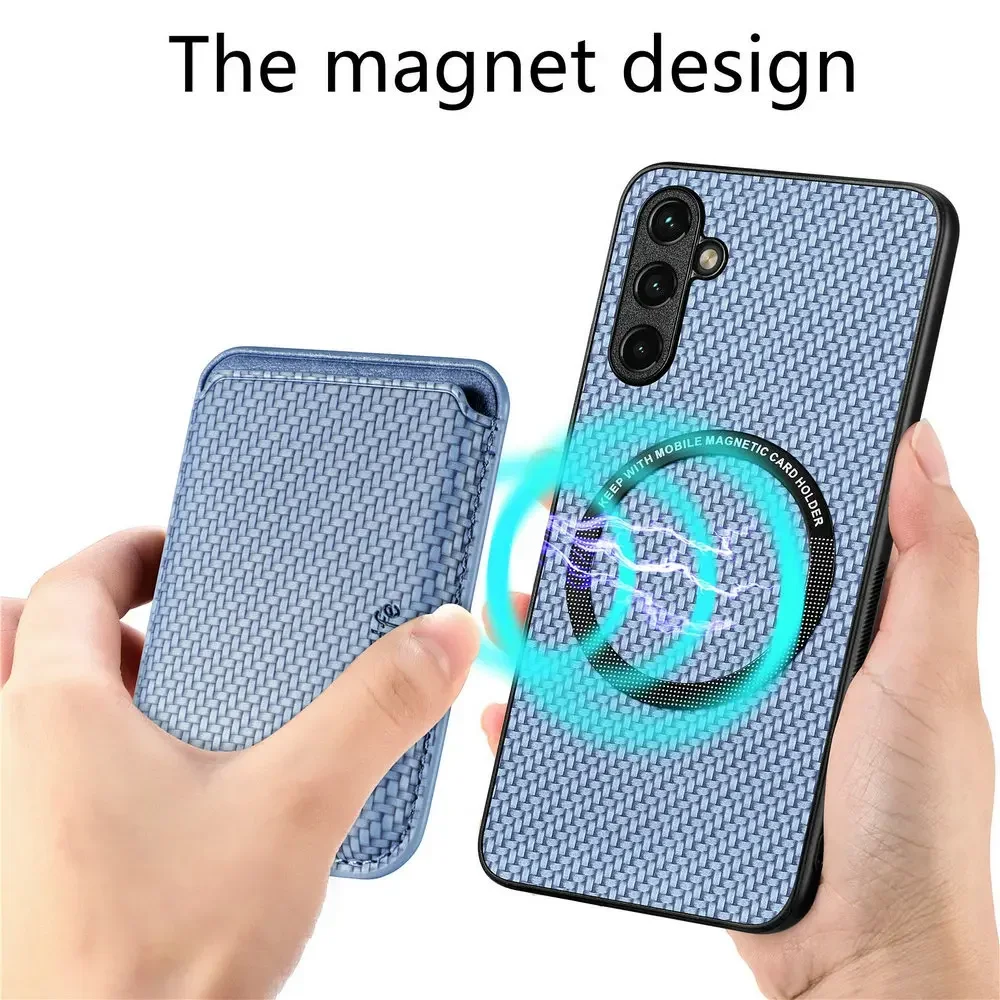 Leather Card Case with Detachable Magnetic Back Cover