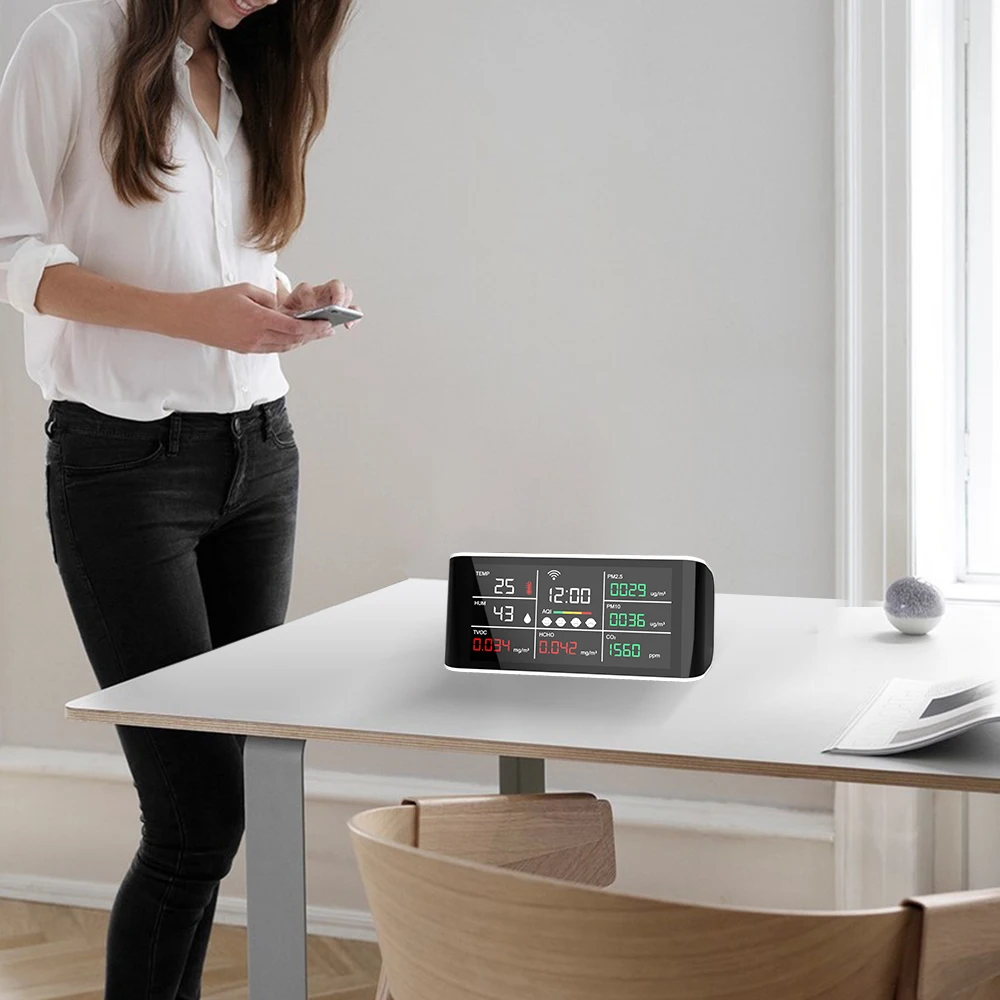 Professional CO2 Quality Detector Data storage Export download Desktop Temperature Humidity 2 in 1 WiFi Mobile Phone Connection