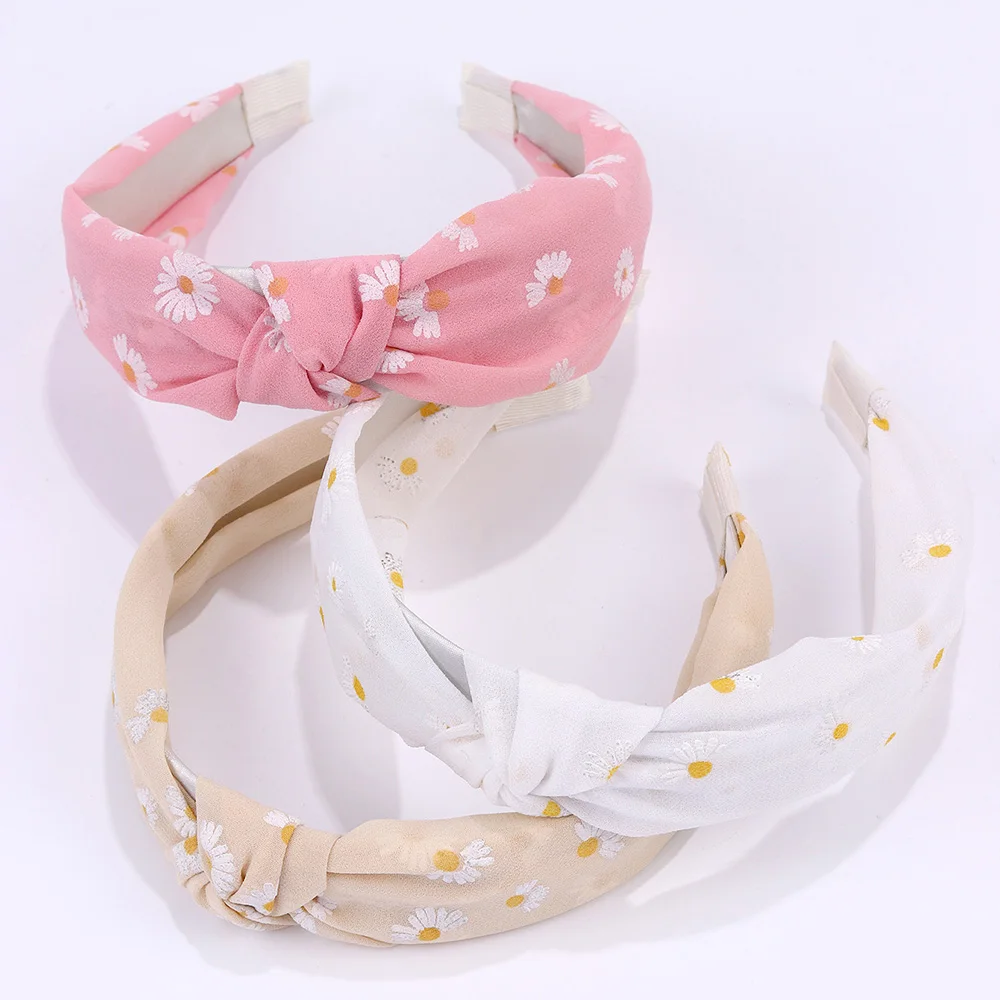 3 teile/satz Gänseblümchen Muster Stirnband für Mädchen Kinder Haarschmuck Stirnbänder für Frauen Popularität Kopf bedeckung ideales Geschenk für Mädchen – Detail 5